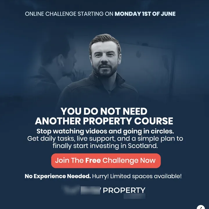 Challenge sign-ups ad for PMW Property Academy