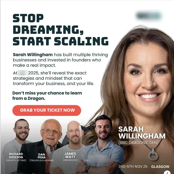 Ticket sales ad for Scottish Business Conference