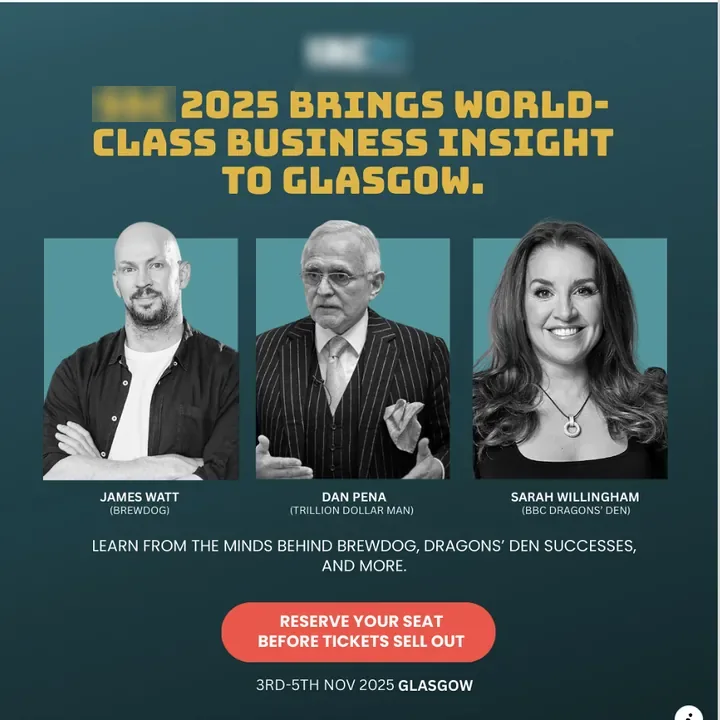 Ticket sales ad for Scottish Business Conference